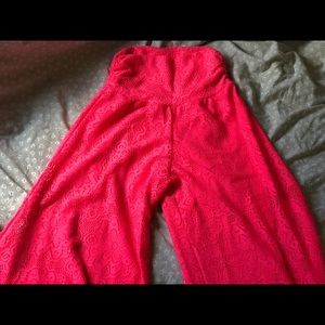 Pink Lace Palazzo Pants